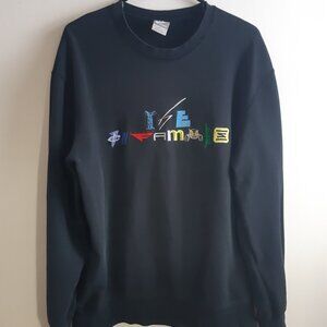 Large Vintage Sportswear Embroidered Multi-Logo Crewneck - Y2K Silver Tag retro